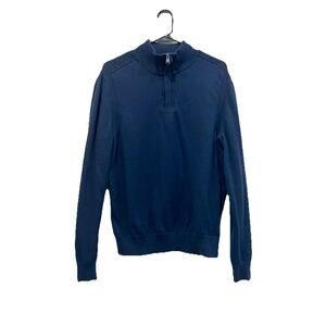 Hugo Boss Sweater 100% Wool grandpa Navy Blue Half Zip Sz M Classy Sophisticated